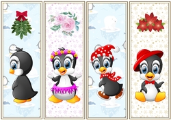 Christmas Penguins 4 x Bookmarks 5