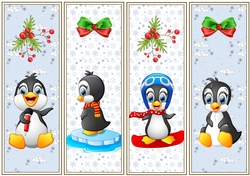 Christmas Penguins 4 x Bookmarks 6