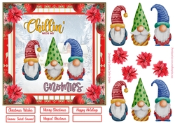 Christmas Chillin Gnomies 7x7ins Topper 