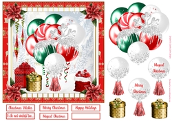 Christmas Balloons 7x7ins Topper