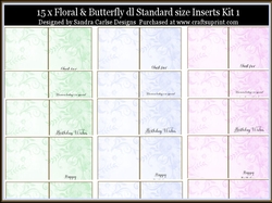 Floral & butterfly 15 x Standard size dl Inserts Kit 1
