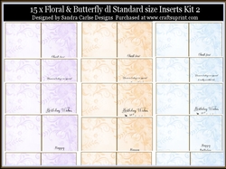 Floral & butterfly 15 x Standard size dl Inserts Kit 2