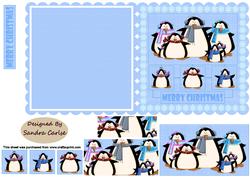 Christmas Penguins Scalloped Edge Card