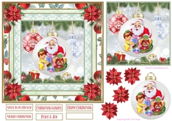 Christmas Santa Bauble 7x7ins Topper 3
