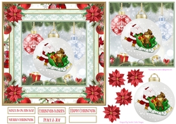 Christmas Santa Bauble 7x7ins Topper 6