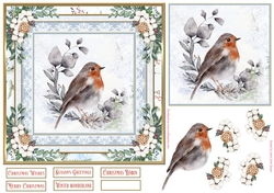 Christmas Robin Winter Scene 7x7ins Topper 1