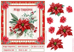 Merry Christmas Poinsettia Decoupage 7x7ins Topper 2