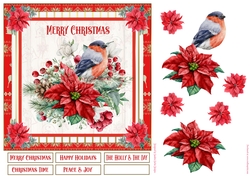 Merry Christmas Poinsettia Decoupage 7x7ins Topper 4