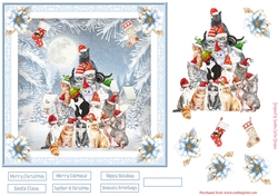 Christmas Merry Catmass Decoupage 7x7ins Topper