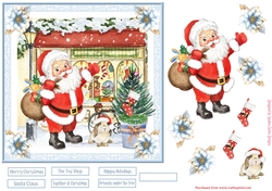 Christmas Santa at the Toy Shop 7x7ins Topper