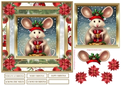 Christmas Snowflakes & Holly 7x7ins Topper