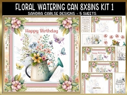 Floral Watering Can 8x8ins Kit 1 with Matching Bookmarks