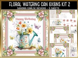 Floral Watering Can 8x8ins Kit 2 with Matching Bookmarks