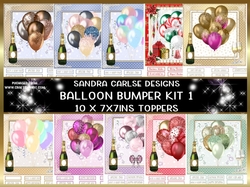 Balloons decoupage 10 x Toppers kit