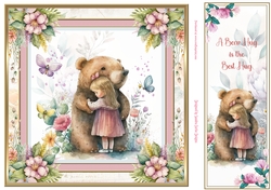 A Bear Hug 8x8ins Topper with Matching Bookmark 6