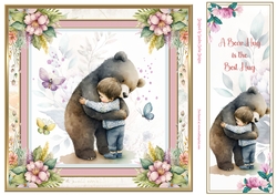 A Bear Hug 8x8ins Topper with Matching Bookmark 12