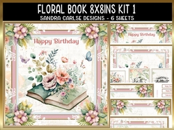 Floral Book 8x8ins Kit with Matching Bookmarks 1