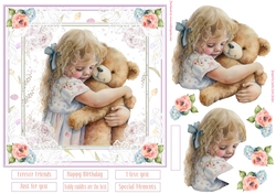 Teddy Cuddles 7x7ins Decoupage Topper 4
