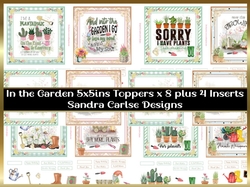 In the garden 5x5ins decoupage Toppers x 8 plus 4 Inserts kit