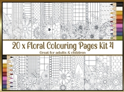 Floral 20 x A4 colouring pages kit 4