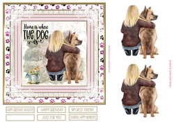 Girl with her dog 7x7ins Decoupage Topper 3