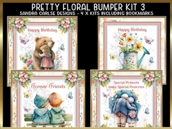 Pretty Floral 4 x 8x8ins Topper Mini kits No: 3