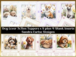 Dog lover 7x7ins Decoupage Toppers x 8 and 4 x Matching Inserts