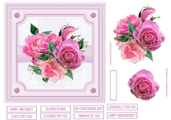 Pink & Gold Flower Power 7x7ins Decoupage Topper 1