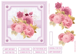 Pink & Gold Flower Power 7x7ins Decoupage Topper 2