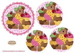 Cupcake Bear Scalloped Edge Topper