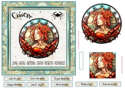 Cancer Birthday 7x7ins Decoupage Topper 3
