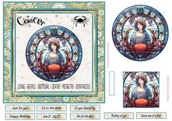 Cancer Birthday 7x7ins Decoupage Topper 4