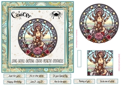 Cancer Birthday 7x7ins Decoupage Topper 5
