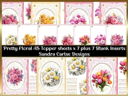 Pretty Flower 7 x A5 Toppers & 7 Matching Inserts Kit 1
