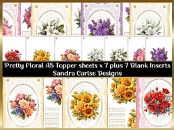 Pretty Flower 7 x A5 Toppers & 7 Matching Inserts Kit 2