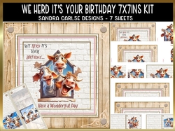 We herd its your birthday 7x7ins kit with bookmarks