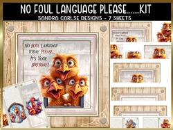 No Foul Language Please birthday 7x7ins kit with bookmarks