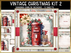 Vintage Christmas Postbox Decoupage 7x7ins kit 2
