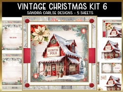 Vintage Christmas Northpole Decoupage 7x7ins kit 6