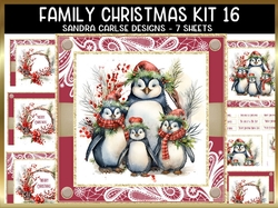Family Animal Christmas 7x7ins Topper kit 16 with lace edging