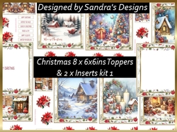 Christmas Scenes 6x6ins Toppers with 2 x Inserts kit 1