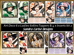 Ladies 6 x Art Deco 6x6ins Topper sheets & 4 matching Inserts kit 2