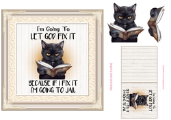 Funny cat decoupage 7x7ins topper 2 - REQUEST
