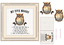 Funny owl decoupage 7x7ins topper 3 - REQUEST