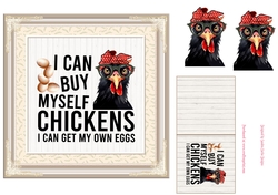 Funny chicken decoupage 7x7ins topper - REQUEST