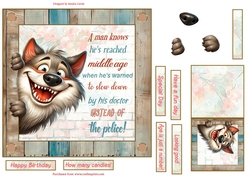 Fun wolf 7x7ins decoupage topper