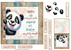 Fun panda 7x7ins decoupage topper