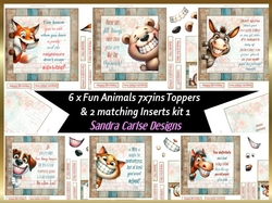 Funny Animals 6 x 7x7ins toppers & inserts kit 1