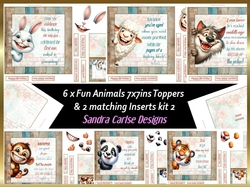 Funny Animals 6 x 7x7ins toppers & inserts kit 2