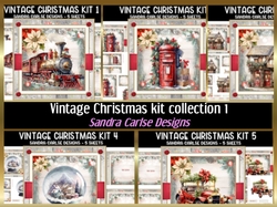 Christmas Vintage 5 x kit Collection 1